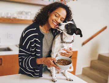 pet parent feeding dog