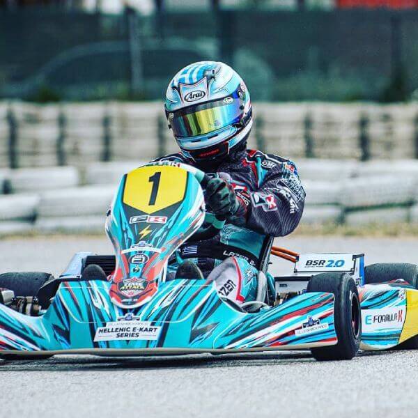 Blue Shock Race electric race kart from greece driven by george lazarakos