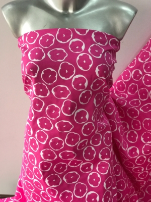 pink on white cotton jacquard