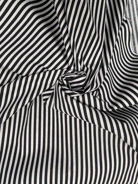 Black and white stripe cotton fabric