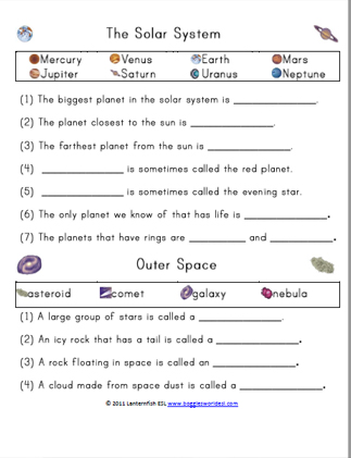 Solar System Reading Comprehension Worksheets