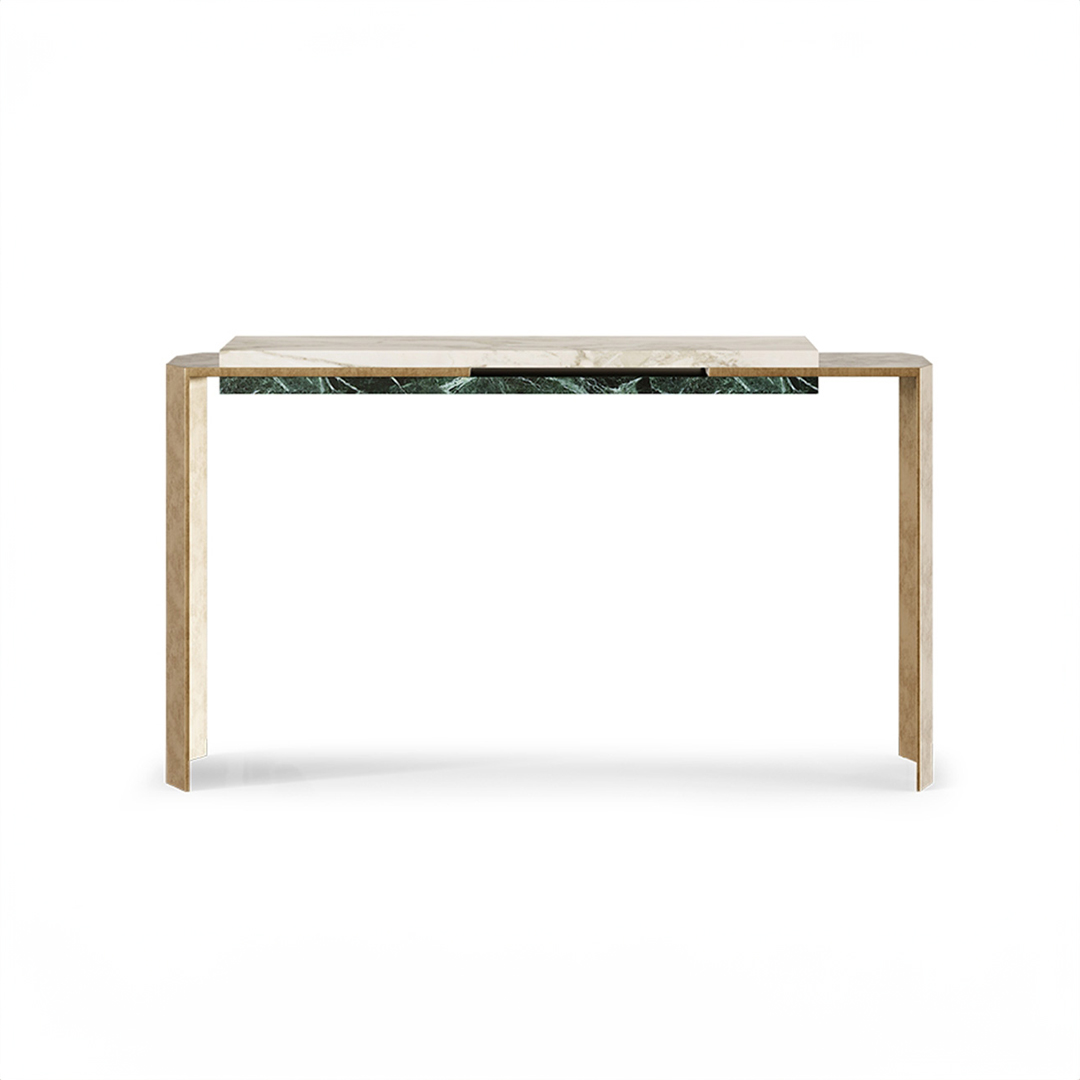 Marble and Wood Console Table