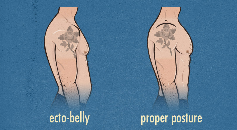 ecto-belly vs good posture with strong abs