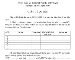 Giấy ủy quyền vay vốn ngân hàng chính sách xã hội, mẫu 01