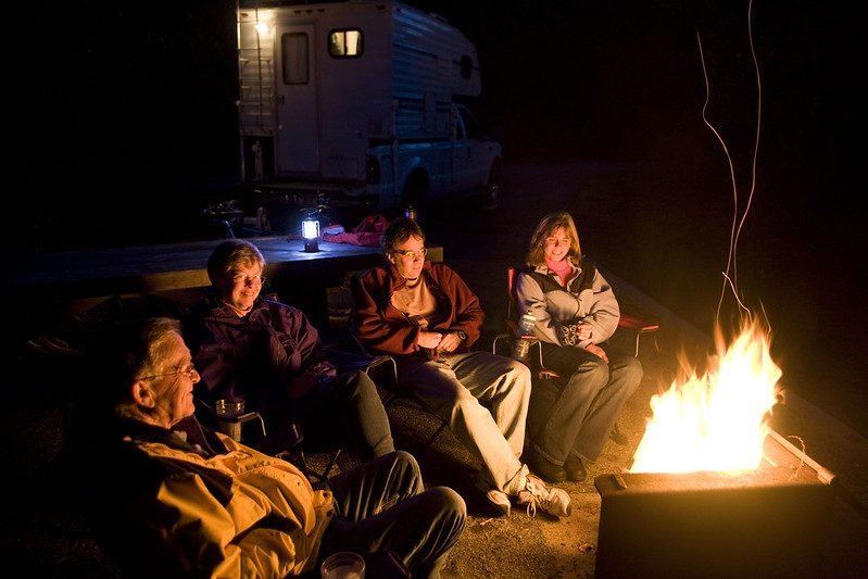 Campers around a fire