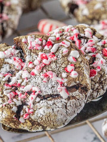 Rich and chocolatey cool whip cookies on a serving spatula.