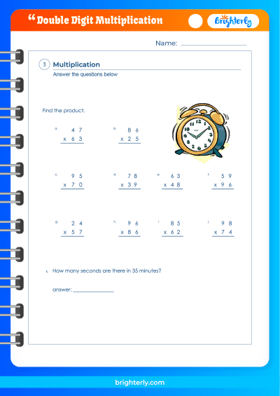 Multiplication Worksheets Grade 4 2 Digits