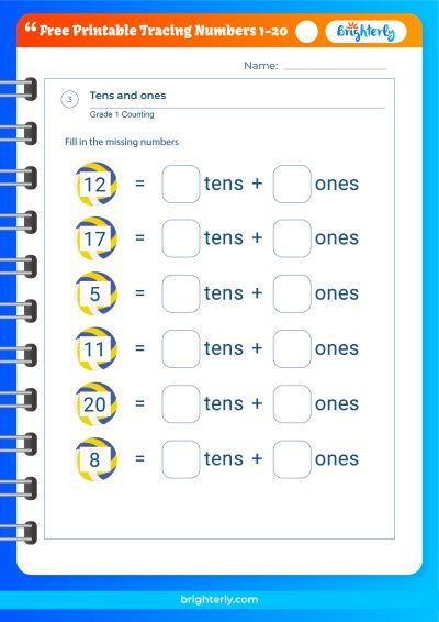 Free Printable Number Tracing Worksheets 1 to 20 [PDFs] Brighterly