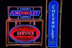 No Reserve: Neon Chevrolet and United Motors Service Signs