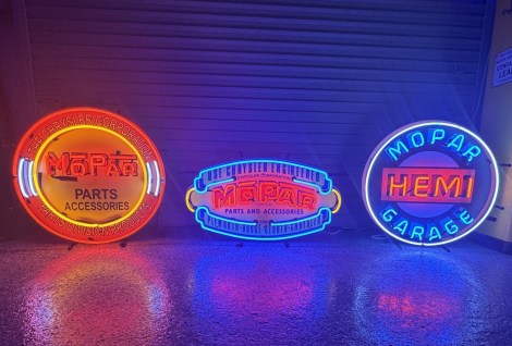 Three Neon Mopar Signs