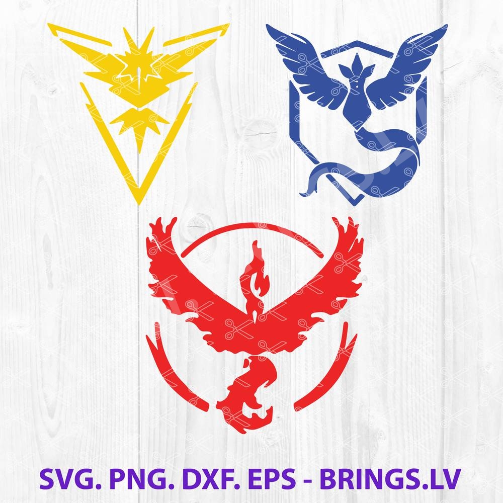 Pokemon Go Team Logo SVG, PNG, DXF, EPS, Cut Files for Cricut