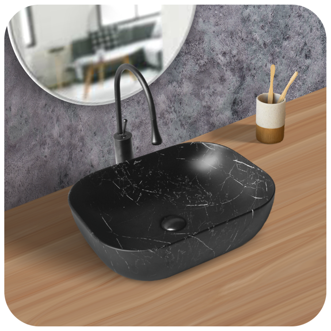 Brizzio 751 Luxury Black Marble Ceramic Wash Basin – Brizzio ...