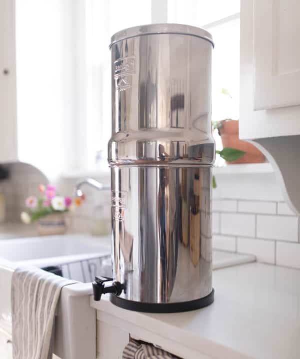 Big berkey water filter on kitchen counter