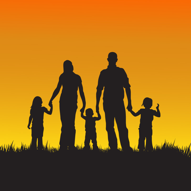 Family Of Five Silhouette