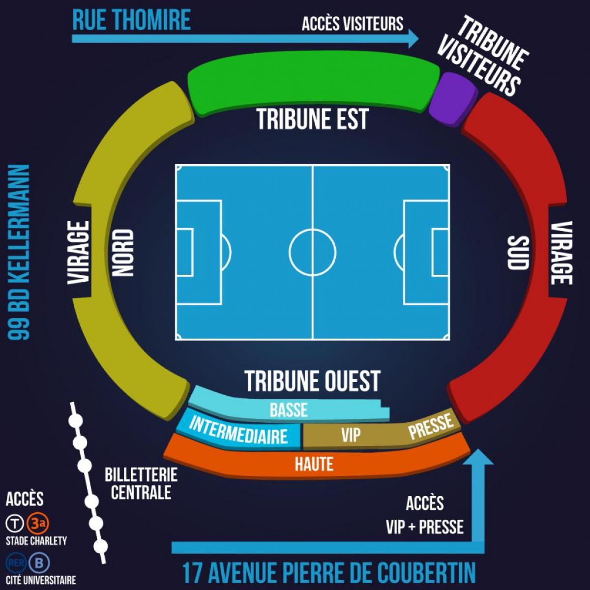 Mapa stade Charlety