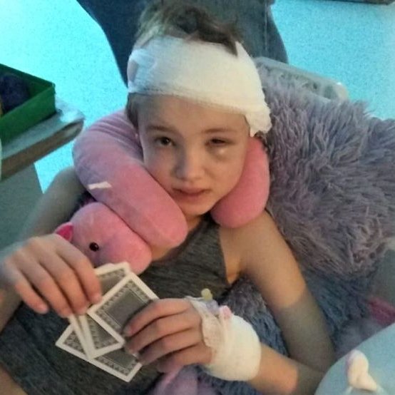 Mia Jack after surgery