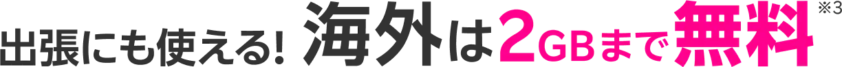 出張にも使える！海外は2GBまで無料※3
