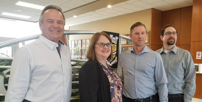 Sarnia, Ontario group photo of Rob Harwood, Director of Parks and Recreation; Tammie Ryall, Acting Director of Community Development Services and Standards; Mike Berkvens, Director or Engineering; and Mark Dillon, Corporate Manager of Information Technology.