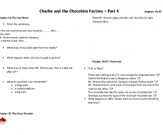 Charlie and the Chocolate Factory - Book Club - Worksheet 4