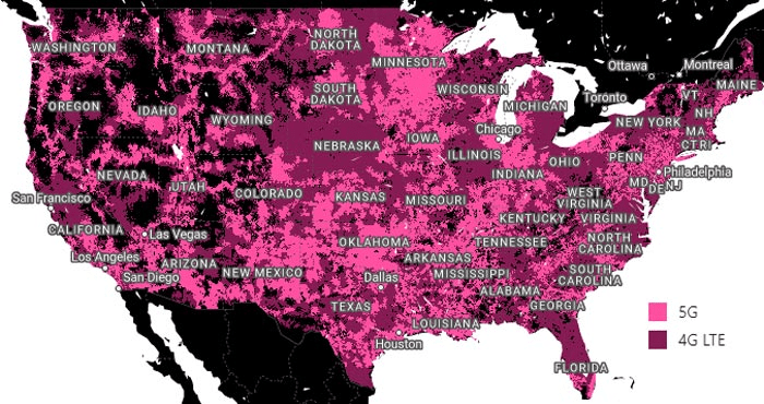 Current 5G Coverage Map