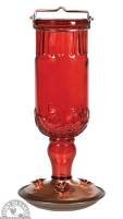 Antique Glass Hummingbird Feeder 24 oz - Red