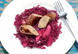 Octoberfest Braised Red Cabbage with Bratwurst