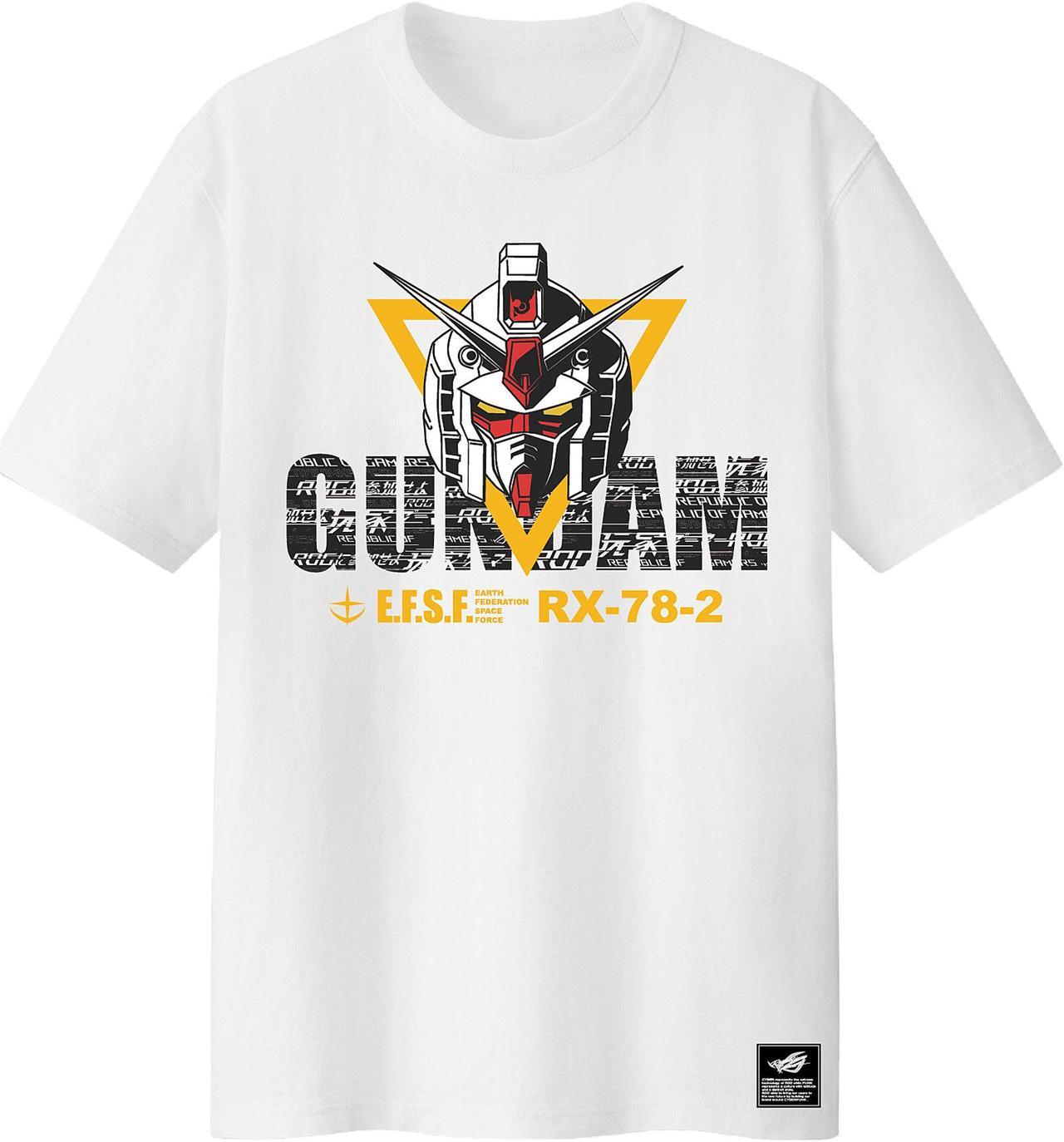 ASUS ROG T-Shirt GUNDAM EDITION Limited Edition, Short Sleeve, 100% Cotton, Reflective Glow-In-The-Dark Print, Durable Rib Crew Neck (Size L)