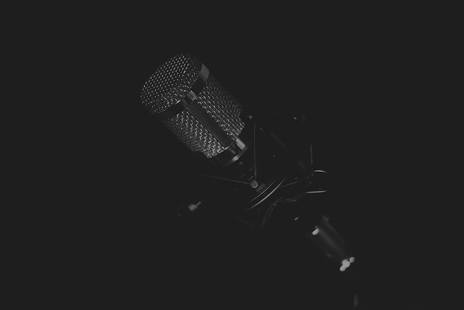 low light photography of gray condenser microphone, Music, Speech, HD wallpaper