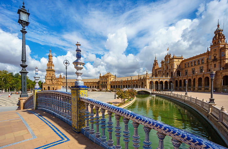 Spain, Seville, Seville - Plaza de España I, HD wallpaper