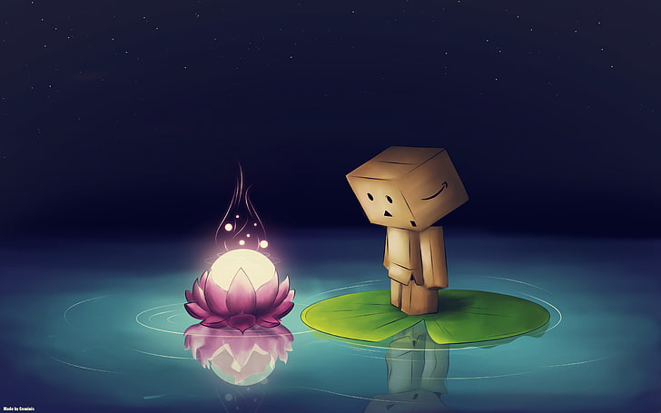 brown minecraft and pink lotus flower, water lilies, lotus flowers, HD wallpaper