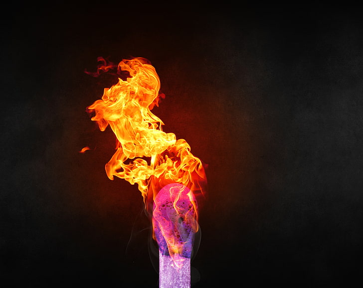 Lit Matchstick, match lit wallpaper, Elements, Fire, Black, Macro