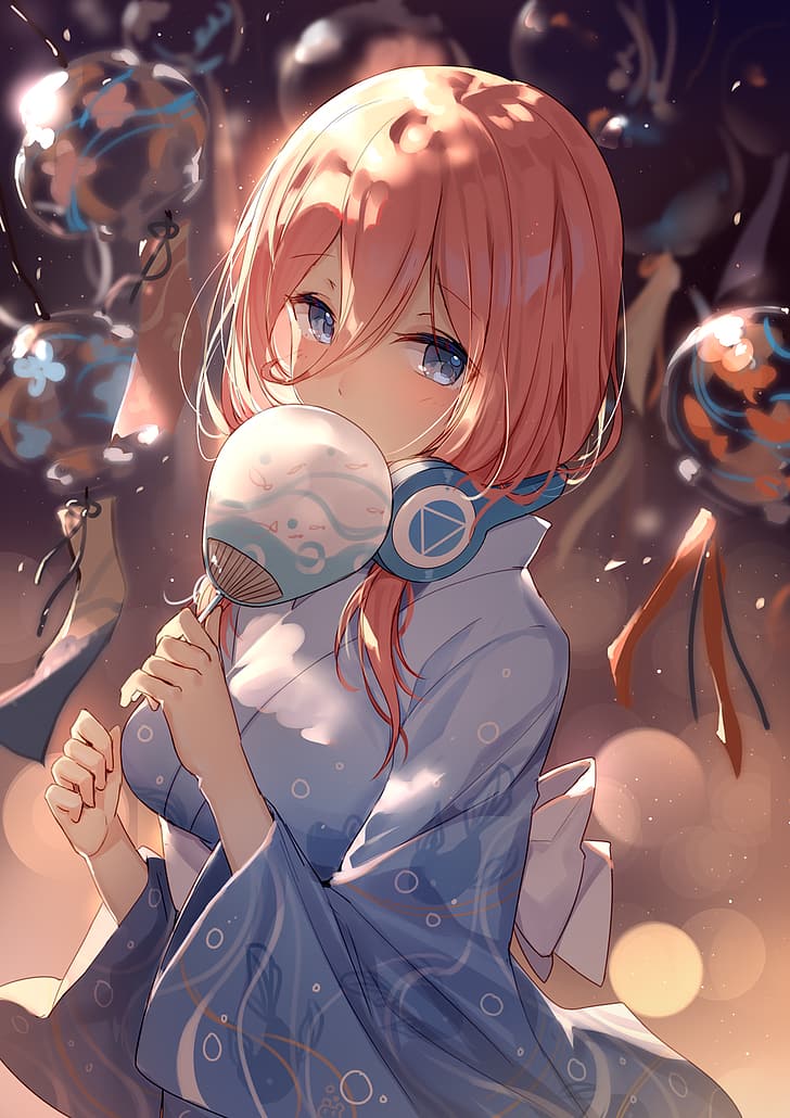 Nakano Miku, 5-toubun no Hanayome, blush, kimono, HD wallpaper