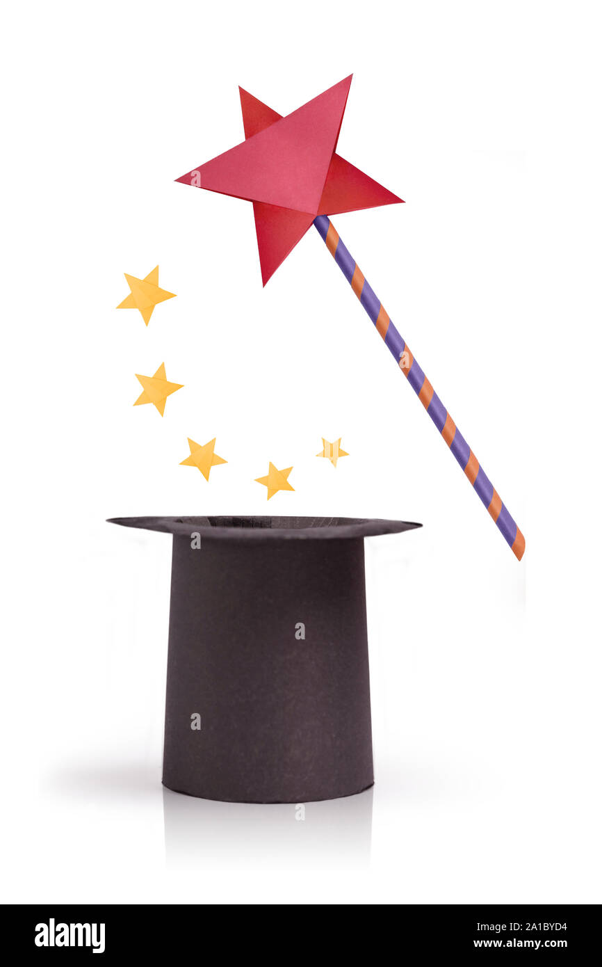 Magic wand and cylinder hat Stock Photo