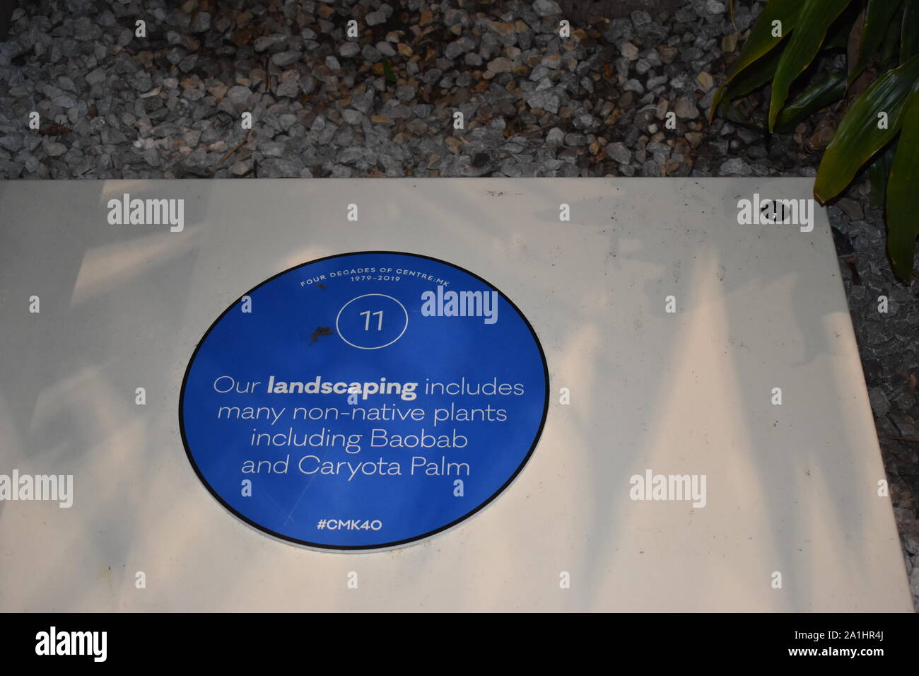 To celebrate their 40th birthday, centre:mk (Milton Keynes' first and largest shopping centre) have created a blue plaque trail of 40 fabulous facts. Stock Photo