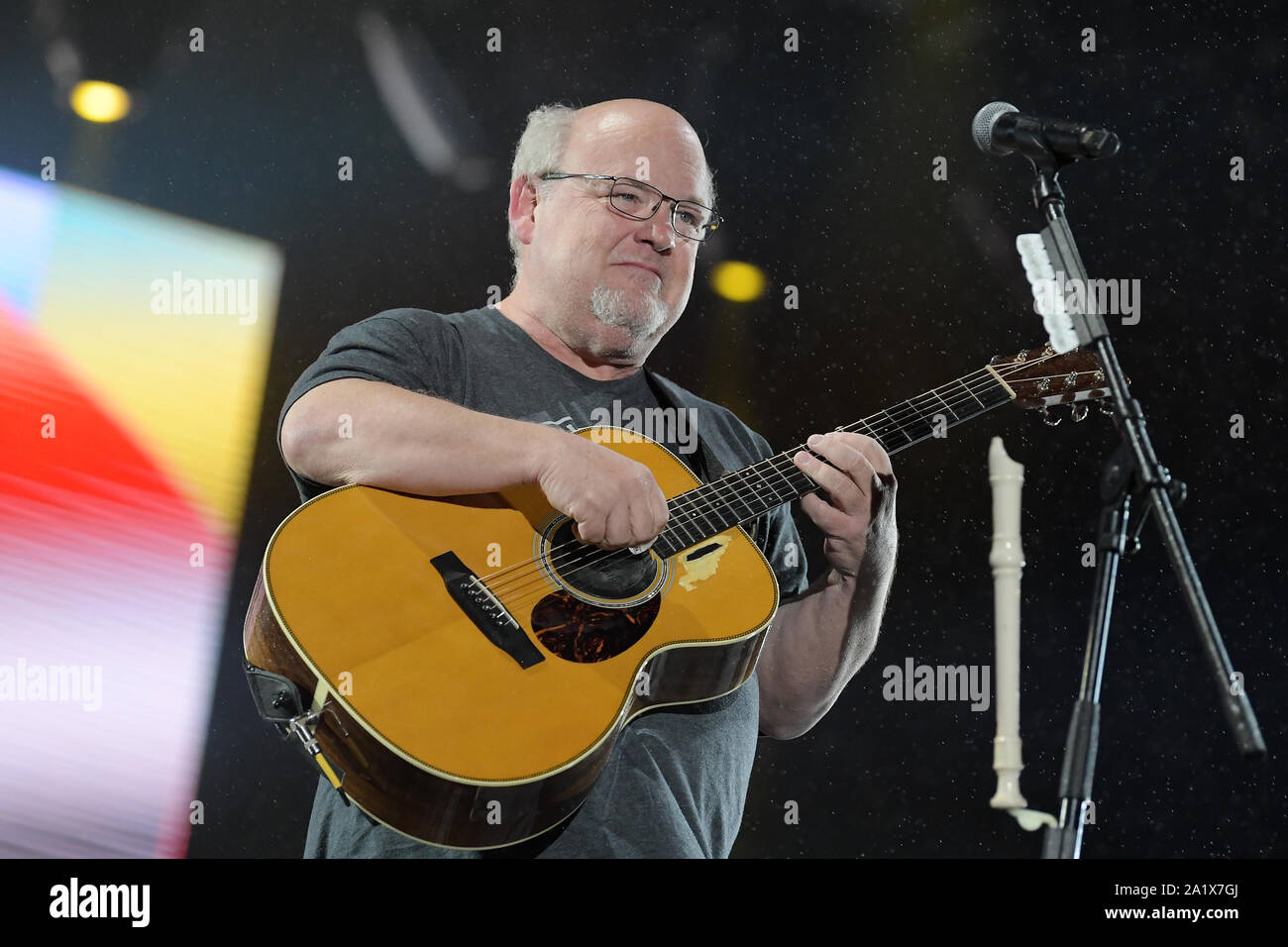 Rio de Janeiro, Brazil, September 28, 2019. Actor and musician Kyle Gass during the concert of the band Tenacious D at Rock in Rio in the city of Rio Stock Photo