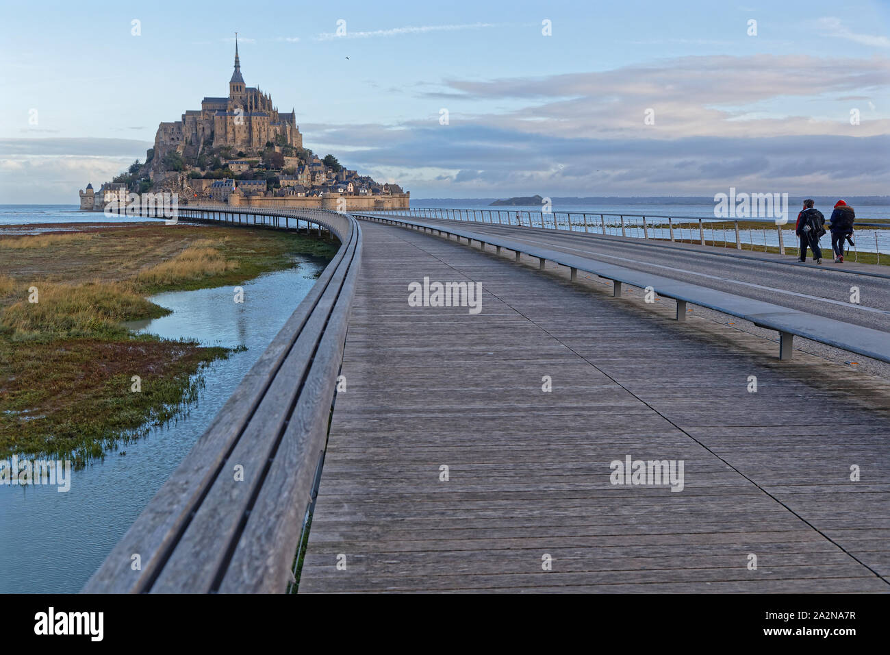 MONT ST-MICHEL, FRANCE, September 28, 2019 : One of most recognisable french landmarks, visited by 3 million people a year, Mont Saint-Michel and its Stock Photo