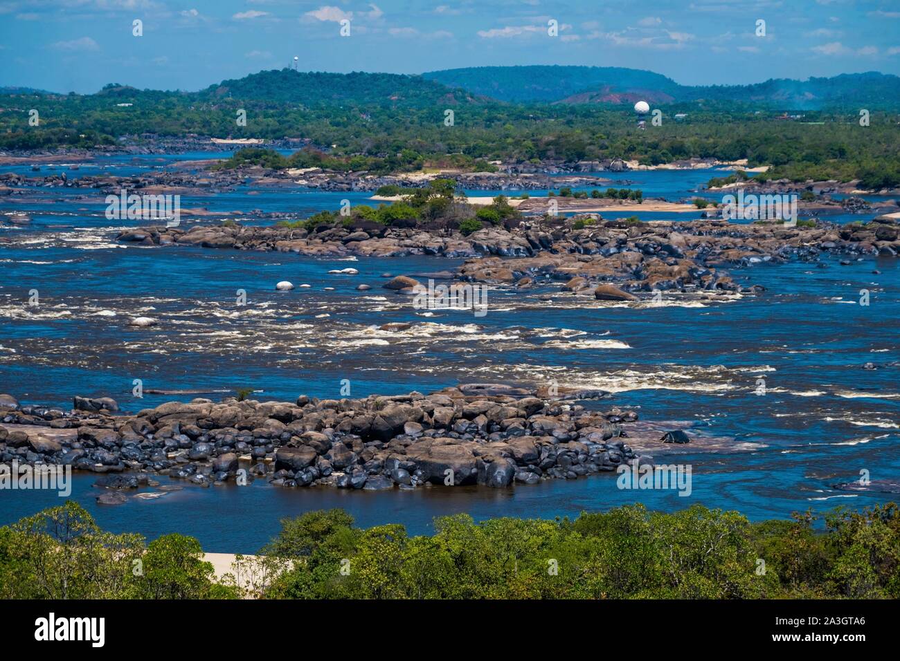 Colombia, Llanos, Vichada, Tambora, Tuparro National Park, Orinoco rapids at Puerto Ayacucho, Venezuela Stock Photo