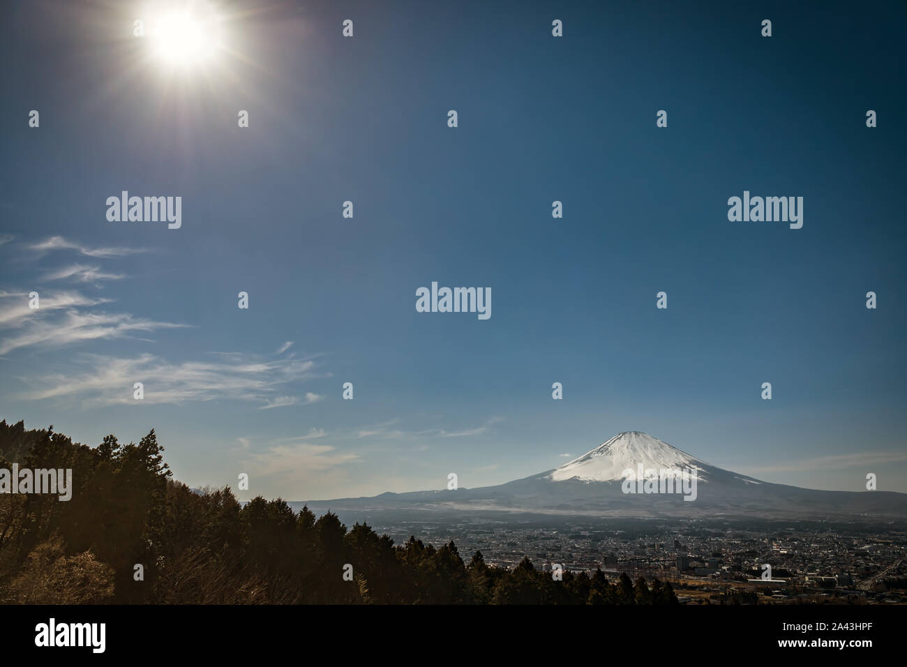 The hills near Gotemba, Japan with Mount Fuji in the background. Stock Photo