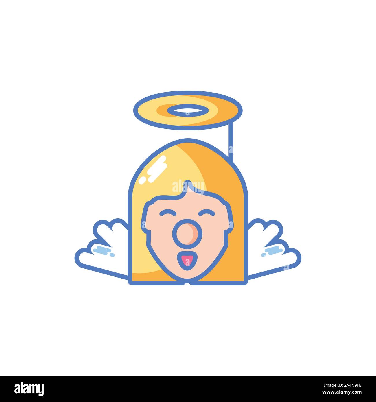 head of cute christmas angel on white background vector illustration design Stock Vector