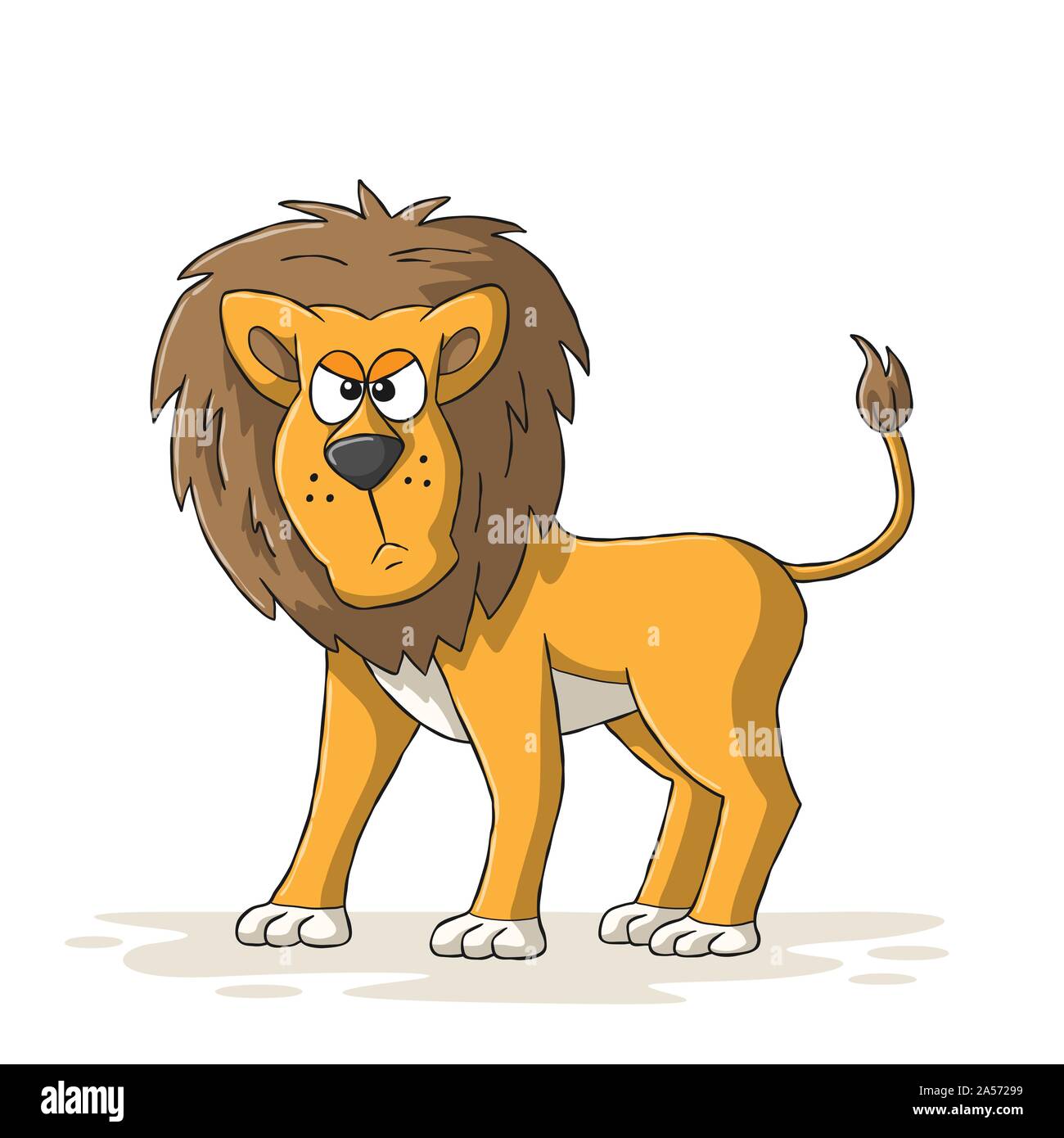 Angry cartoon lion. Hand drawn vector illustration with separate layers. Stock Vector