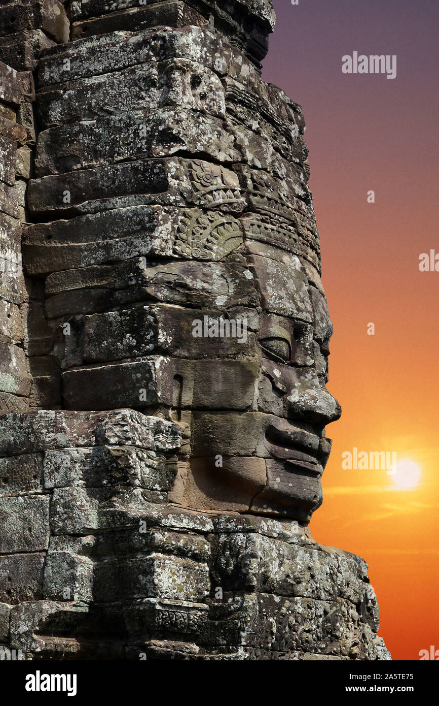 King Jayavarman VII., Bodhisavatta, Bayon, Angkor Thom, Kambodscha Stock Photo