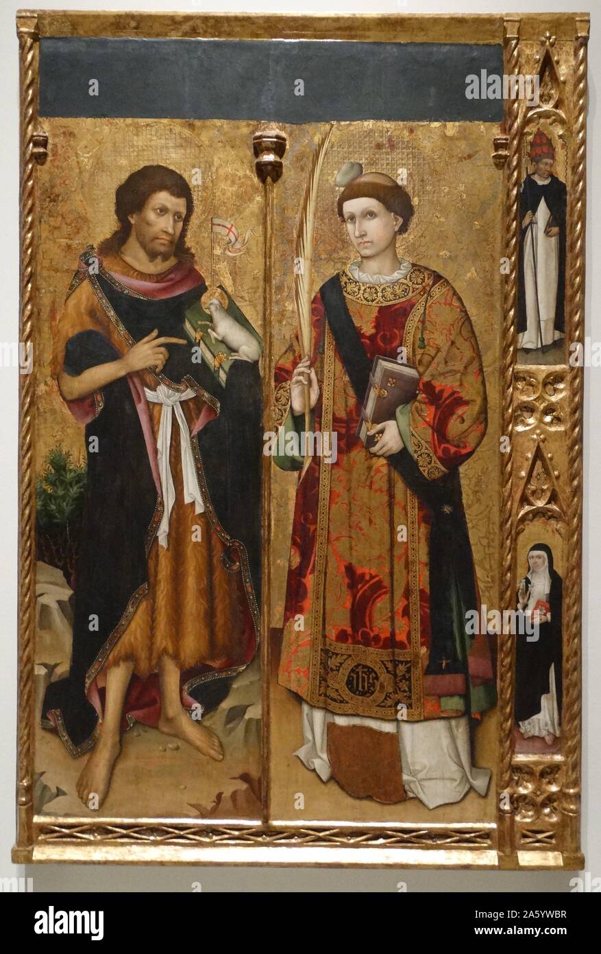 Saint John the Baptist and Saint Stephen by Master of St. John and St. Stephen. Dated 15th Century Stock Photo