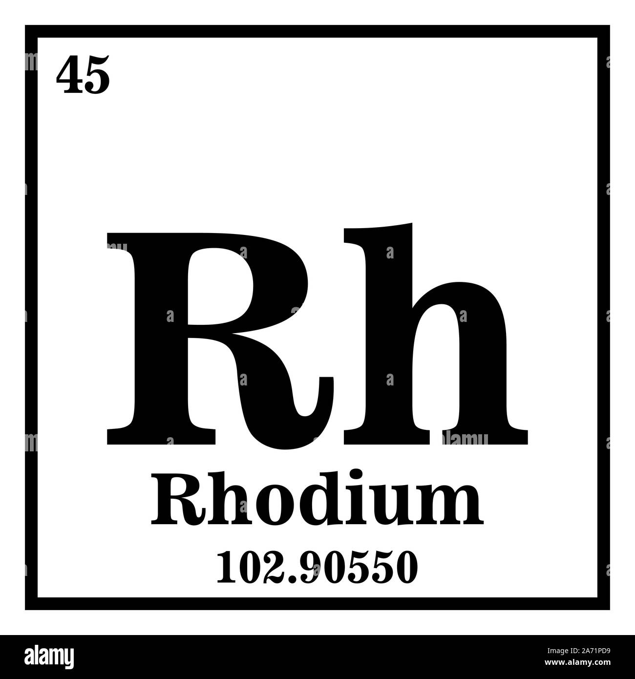 Rhodium Periodic Table of the Elements Vector illustration eps 10. Stock Vector