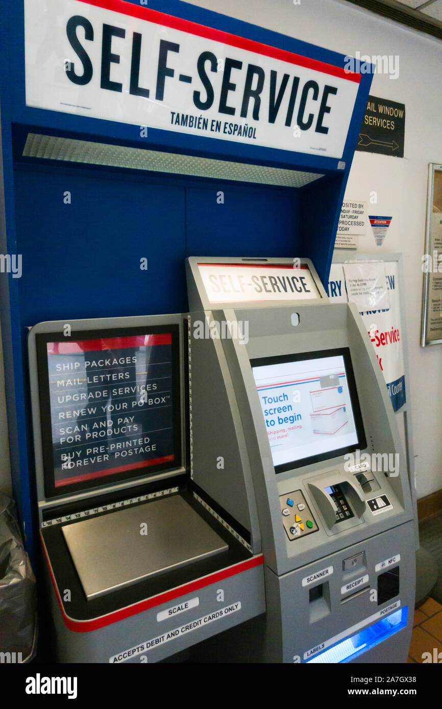 Automated Postal Center Kiosk, USPS, USA Stock Photo