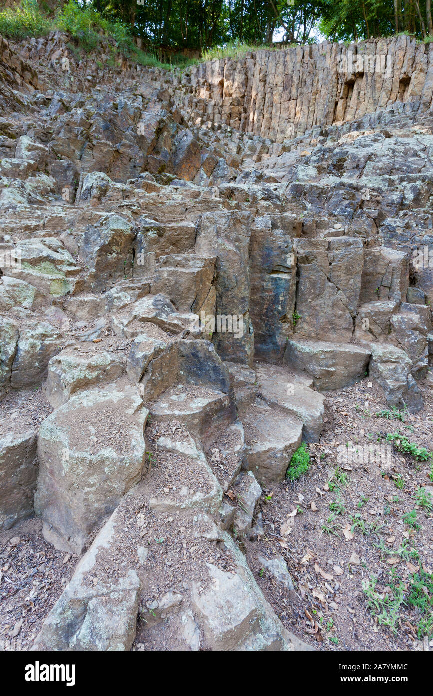 Volcanic slabs and pilars from Papuk Nature Park, Croatia Stock Photo