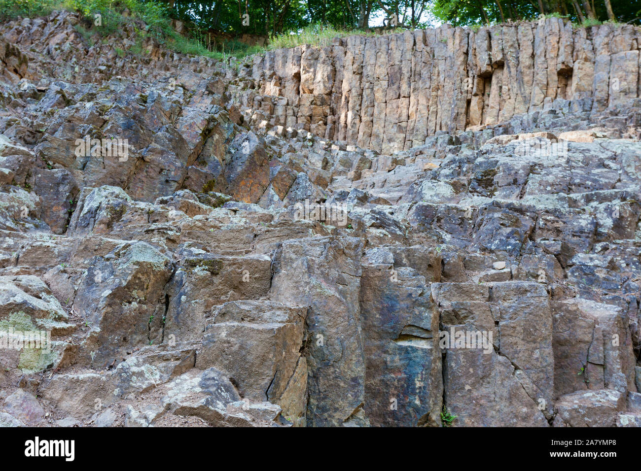 Volcanic slabs and pilars from Papuk Nature Park, Croatia Stock Photo