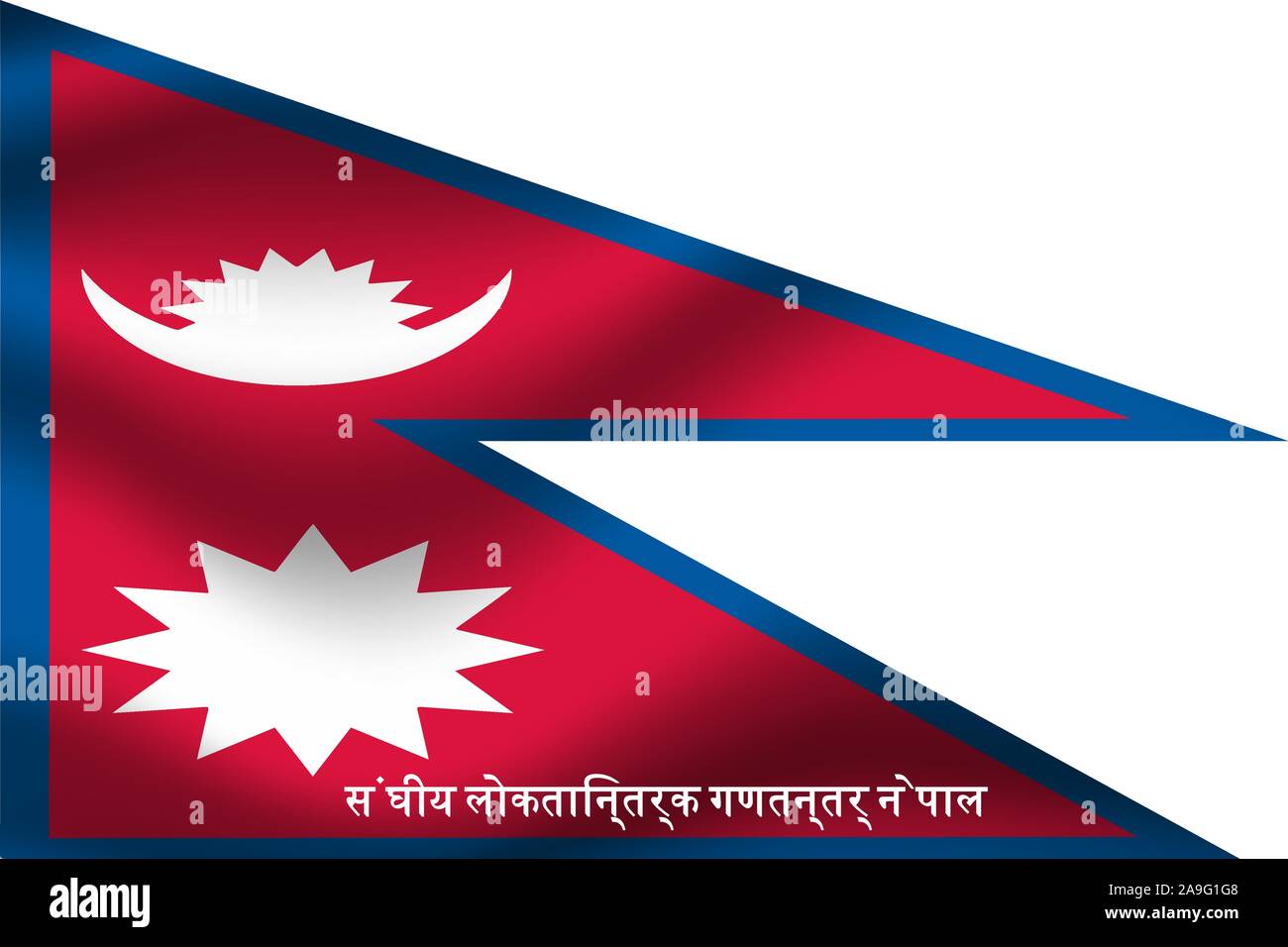 National flag of Federal Democratic Republic of Nepal. original colors ...