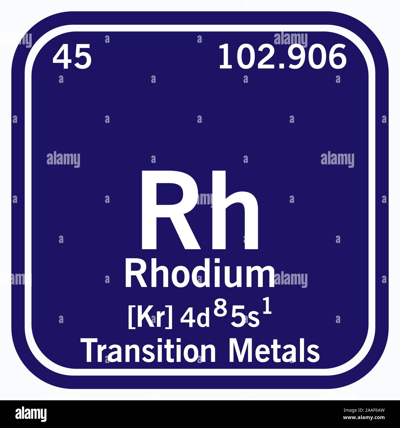 Rhodium Periodic Table of the Elements Vector illustration eps 10. Stock Vector