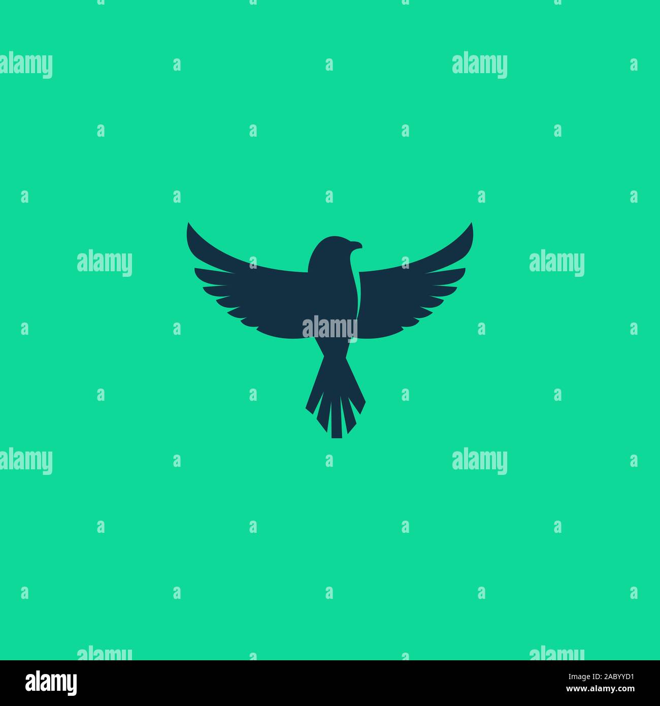 bird logo clean and modern style isolated on green background Stock Photo