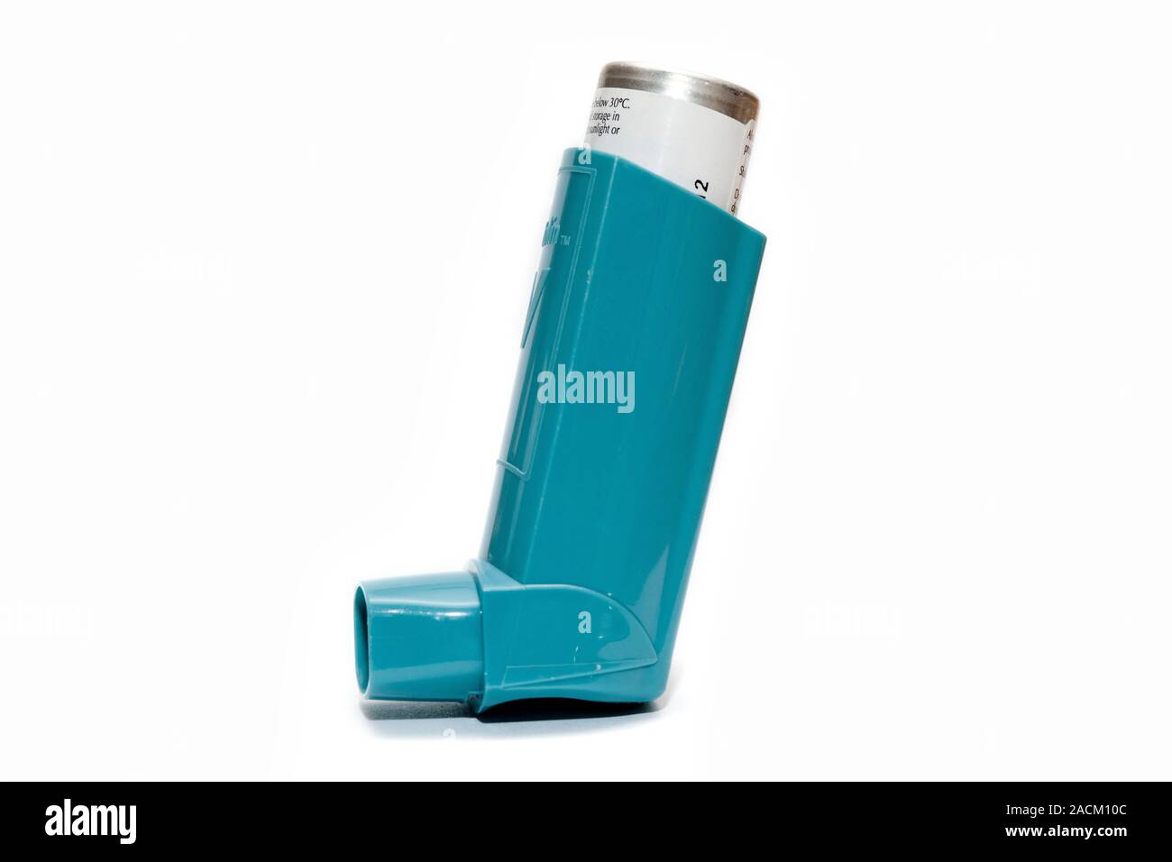 Ventolin inhaler, a hand-held asthma inhaler that contains the drug ...